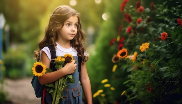 Girl in first day of school outfit getting ready to start the year