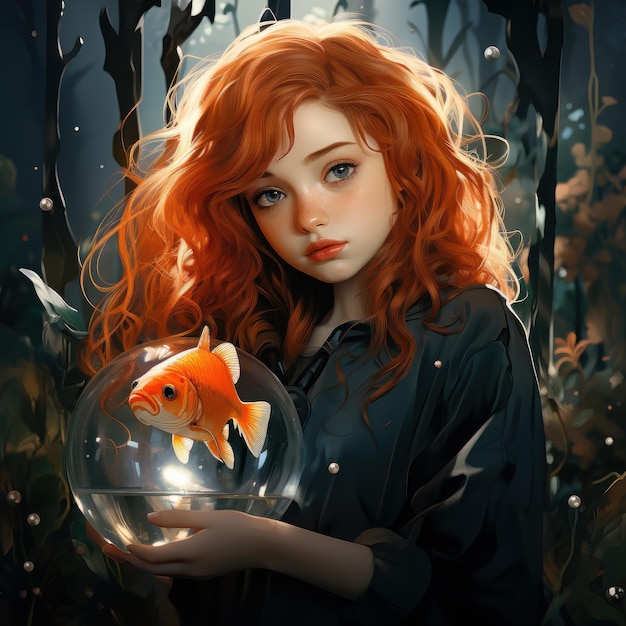 girl and fish