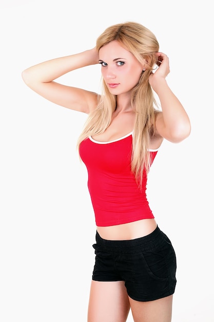 Girl in fitness clothes preparing for her exercises