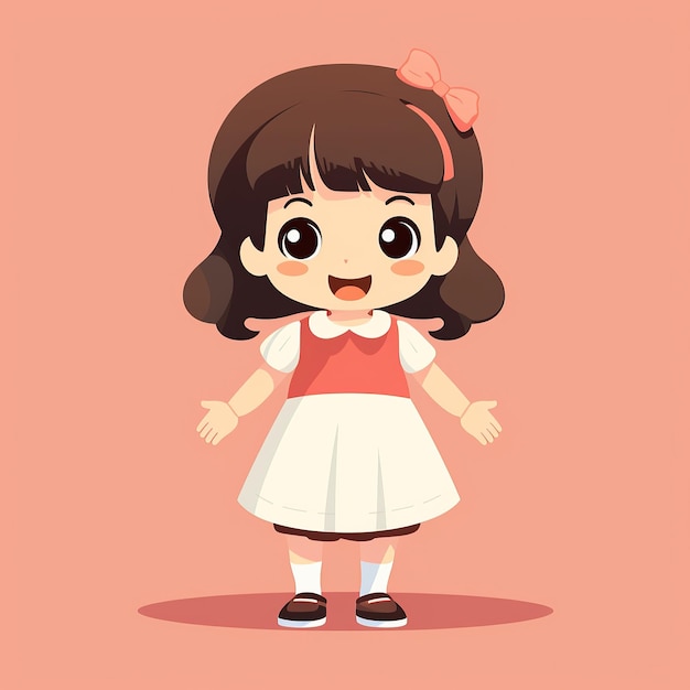 a Girl Flat Cartoon Character Illustration