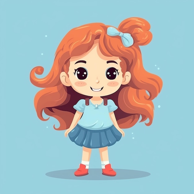 Photo a girl flat cartoon character illustration