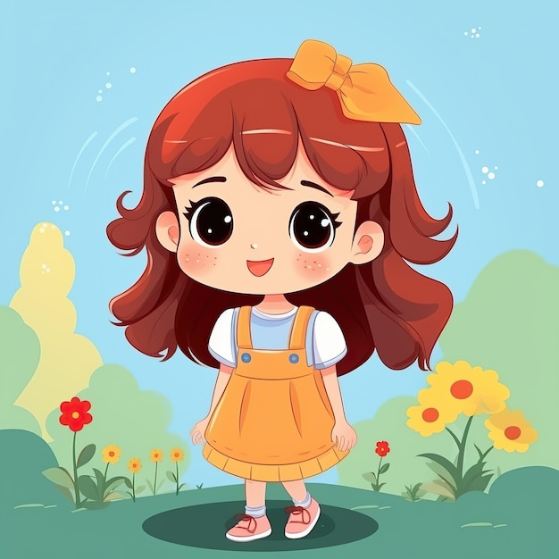 a Girl Flat Cartoon Character Illustration