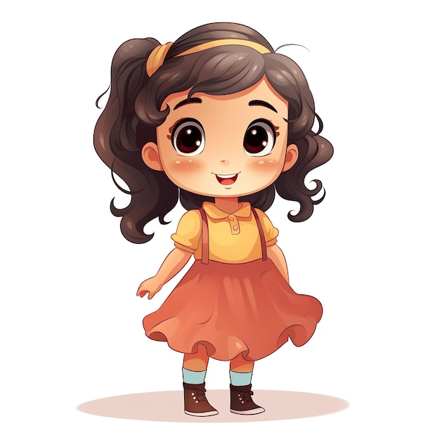 a Girl Flat Cartoon Character Illustration