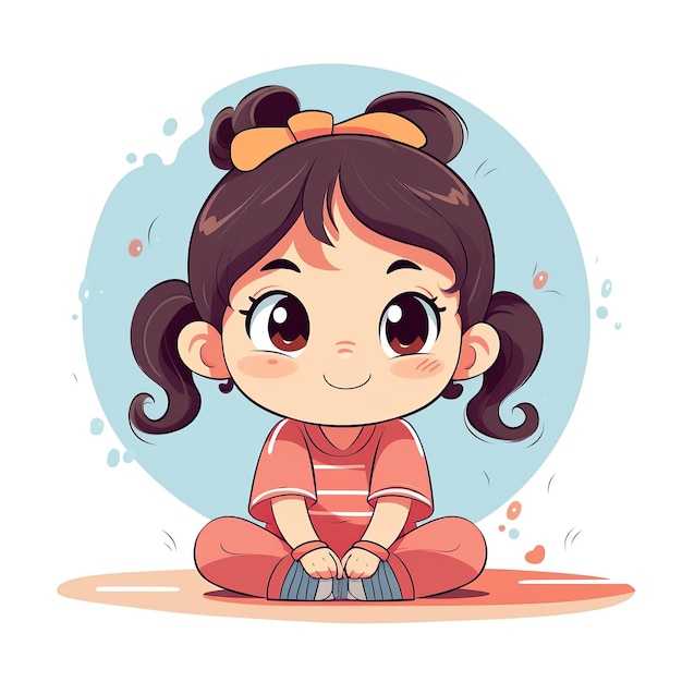 a Girl Flat Cartoon Character Illustration