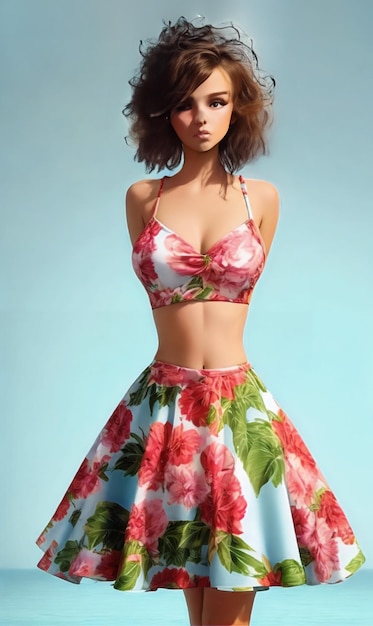 girl in floral skirt