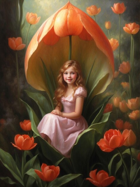 Girl Under a Flower