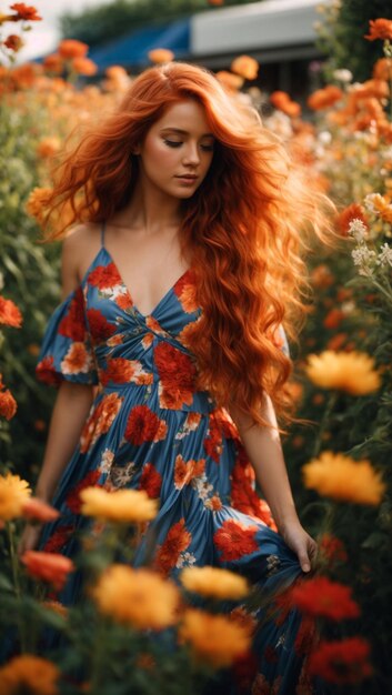 girl in flowers