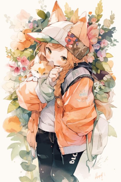 A girl in a flowery jacket