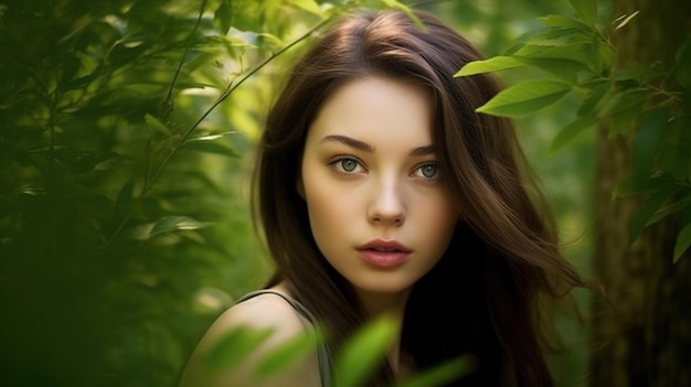 Girl in the forest dryad girl nature fantasy portrait woman with plants