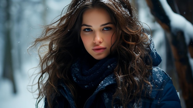 Photo girl in a forest at sunset