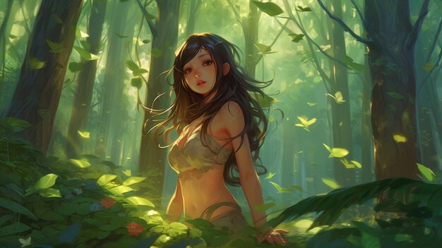 A girl in the forest