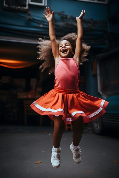 girl full body standing in gymnastics uniform