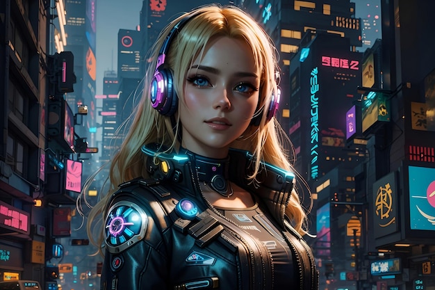 girl in a futuristic city