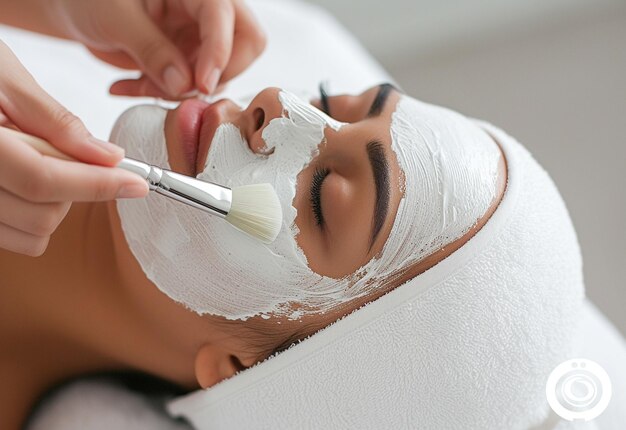 girl getting a facial in a spa