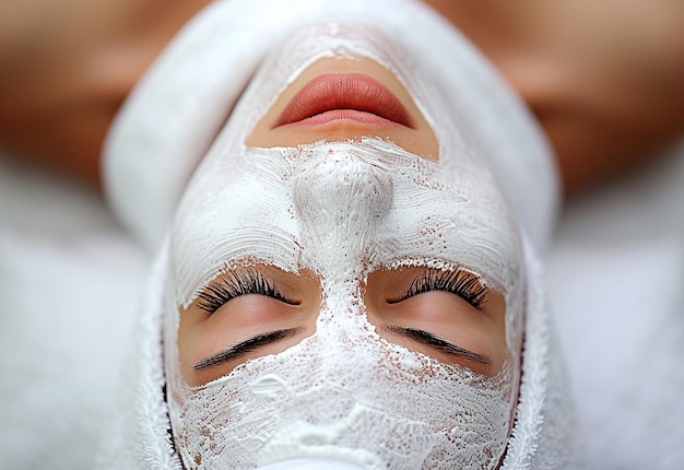 girl getting a facial in a spa