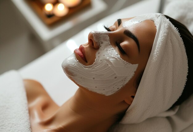 girl getting a facial in a spa