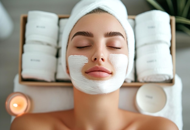 girl getting a facial in a spa