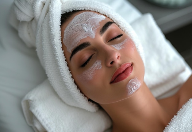 girl getting a facial in a spa