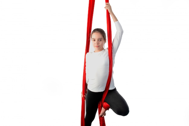 Girl getting ready for performance on airy ribbons