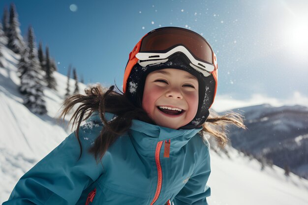 Photo girl gracefully skiing down a mountain