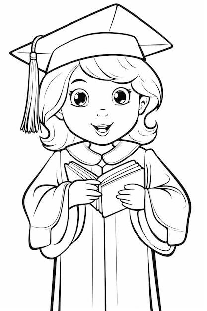 Photo a girl in graduation gown holding a book and wearing a mortar cap ai generative