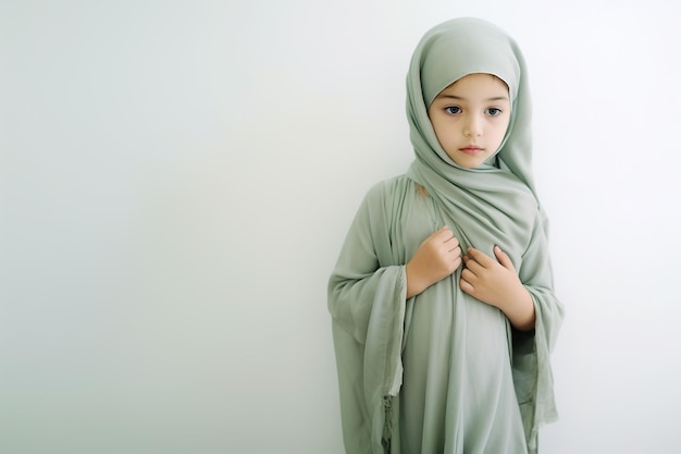 A girl in green sage muslim custome