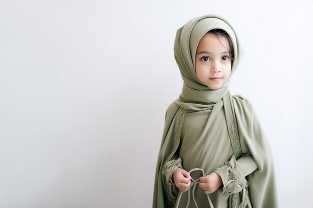 A girl in green sage muslim custome