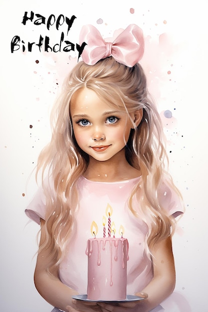 Photo girl happy birthday greeting card