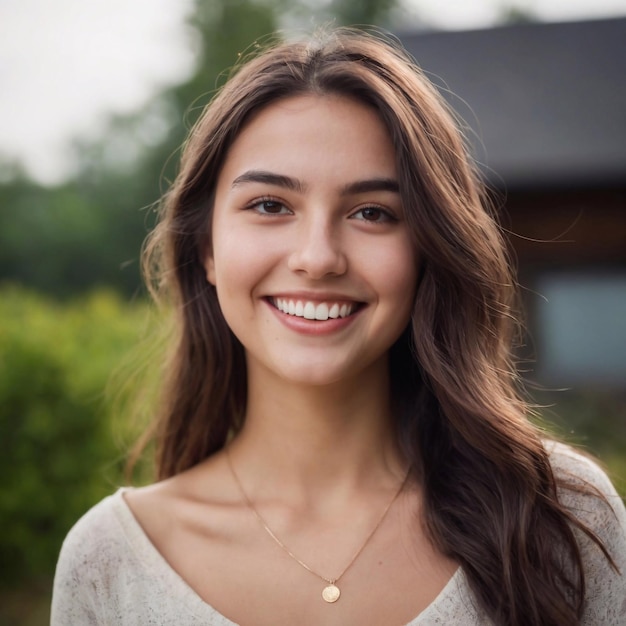 a girl happy and smiling outdoors