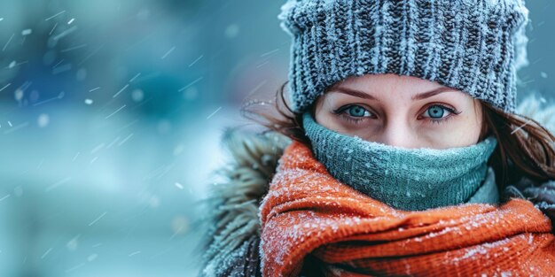 Foto ritratto di una ragazza con un cappello e una sciarpa ai generativa