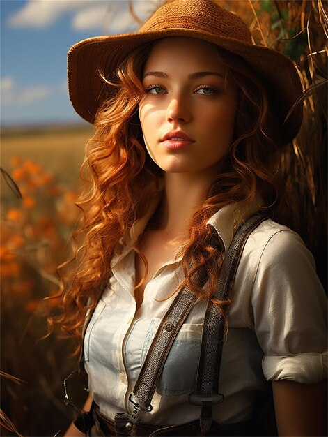 A girl in a hat with a cowboy hat