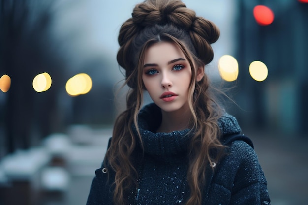 A girl have nice hairstyle wearing trendy