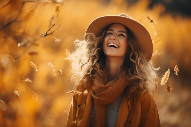 A girl in her prime savoring the beauty of the autumn landscape Generative AI