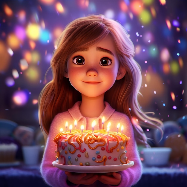 A girl holding a cake with lit candles in front of her.