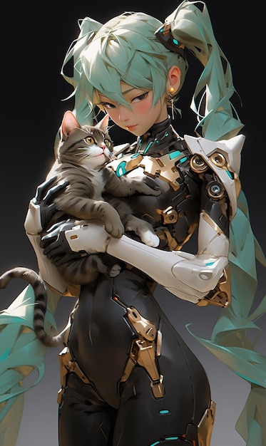 A girl holding a cat in her arms