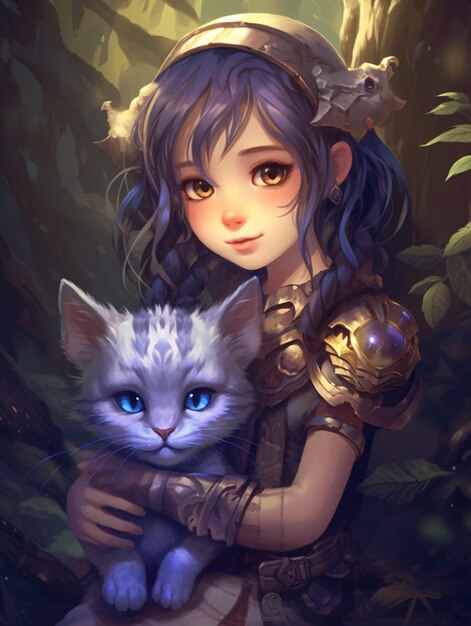 girl holding cat