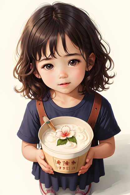 A girl holding a cup of coffee with a flower on it.