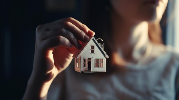 Girl holding house keys Illustration AI GenerativexA