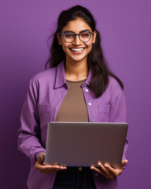 Girl Holding Laptop in Hand