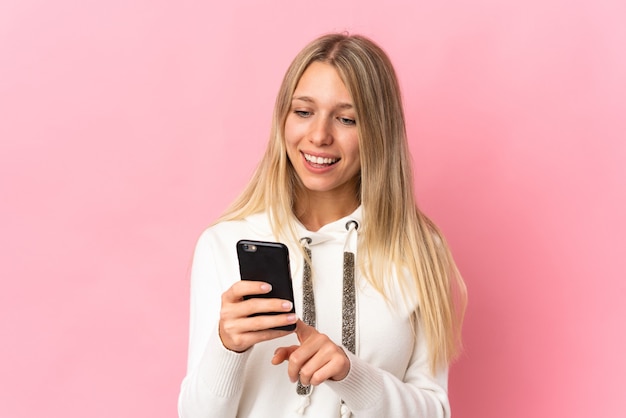 Girl holding mobile phone