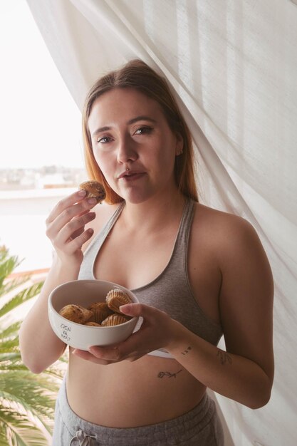 Girl holding a muffin