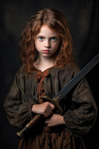 a girl holding a sword