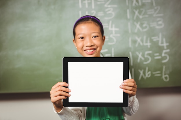 Girl holding a tablet