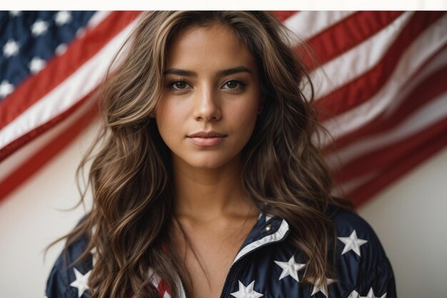 A girl holding usa flag