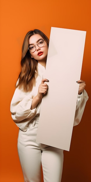 girl holding whiteboard