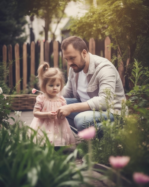 Girl hugging her father over a white wall