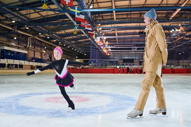 Girl Ice-Skating in Training