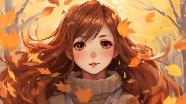 girl illustration outdoors in autumn