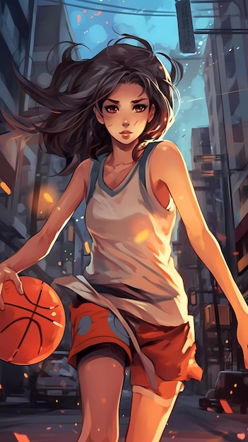 girl illustration playing basketball