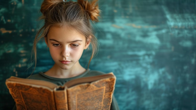 A girl intently reading a novel for her literature class escaping into the world of words